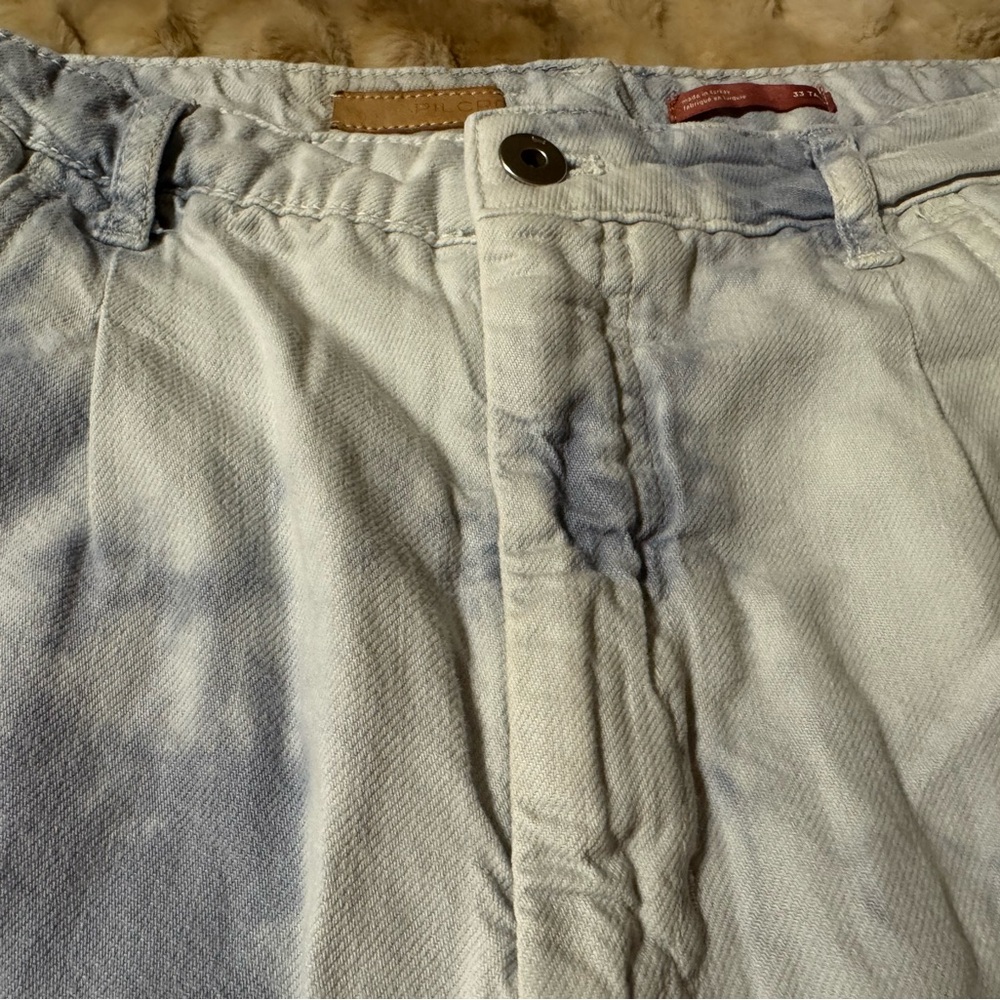 Pilcro and the Letterpress Blue and White Bleach Tye Dye Cropped Jeans - Picture 3 of 15